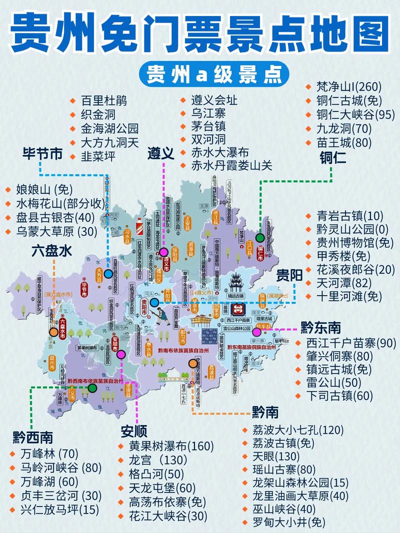 贵州旅游十大景点排名地图
