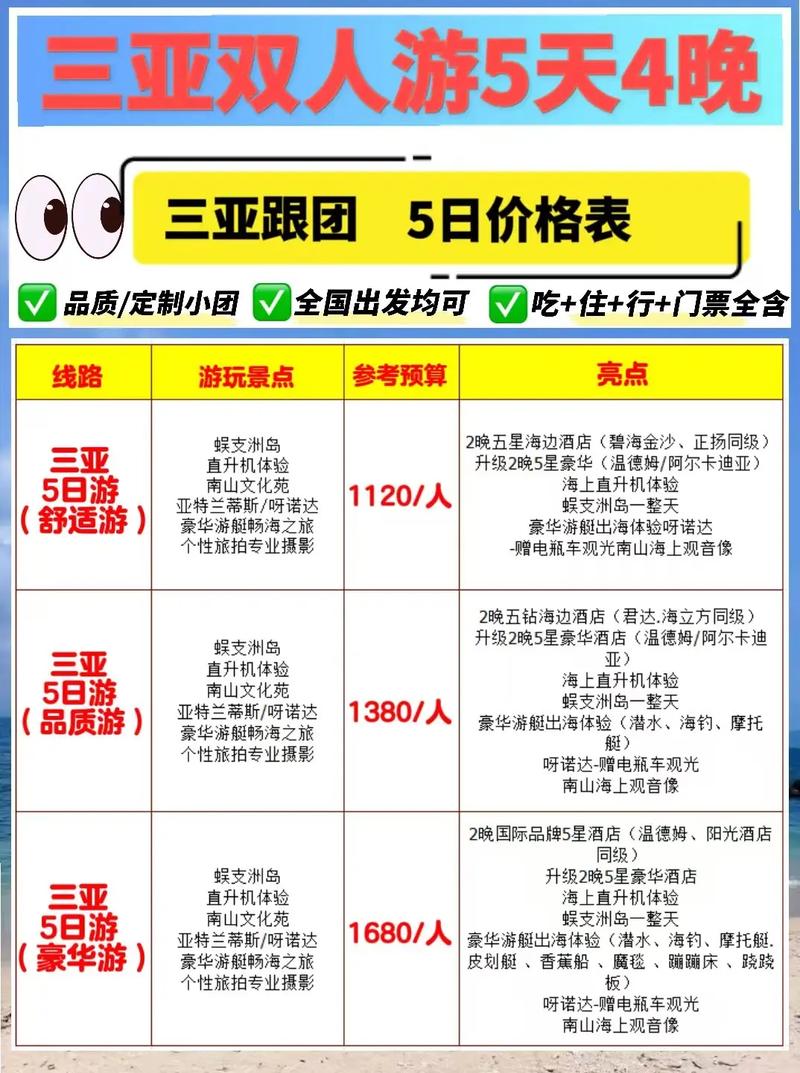 旅游团报名三亚三日游费用