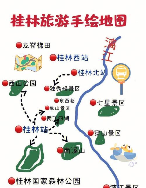 第一次到桂林旅游,手绘地图+经典合集